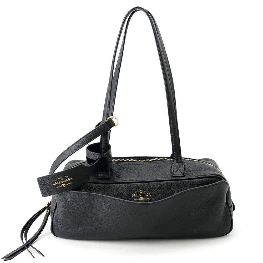Balenciaga Shoulder Bag Bowling Calf Leather Black